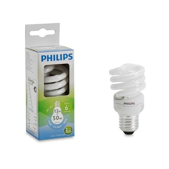 FOCO AHORRADOR ESPIRAL ECO TWISTER 12W E27 LUZ BLANCA PHILIPS